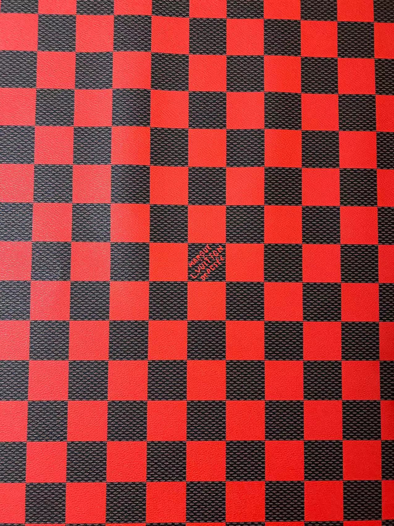 Red Green Big Check Damier Vinyl Leather for LV Trainer Sneaker