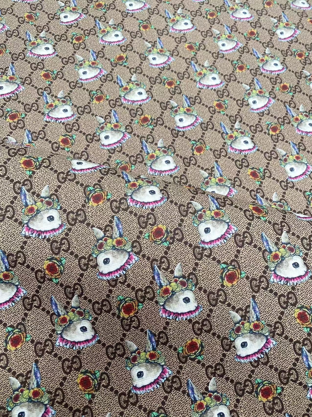 Gucci Easter Bunny Design Leather Fabric Vinyl for DIY Crafting Sewing Custom