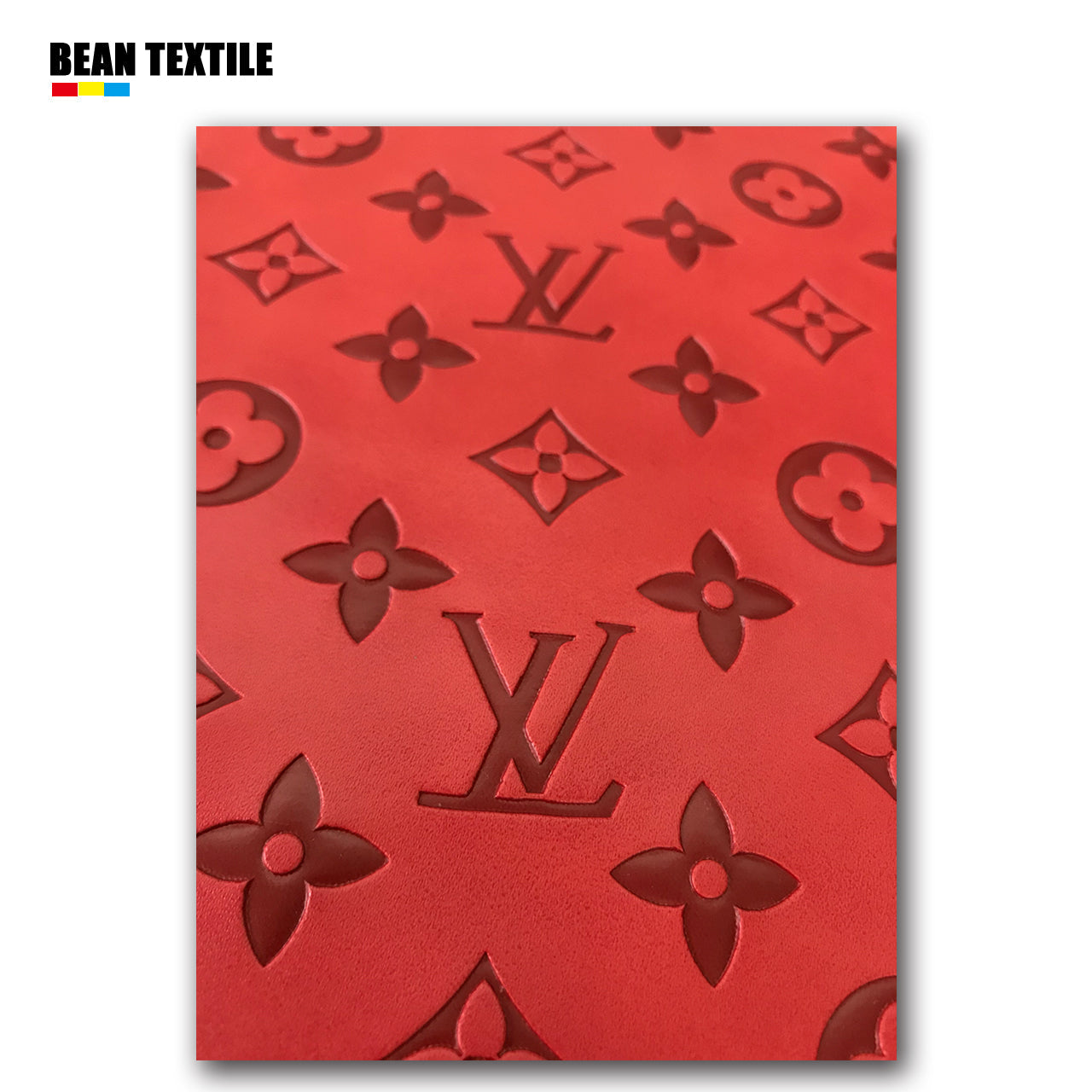 Soft red embossed lv vinyl fabric for sale