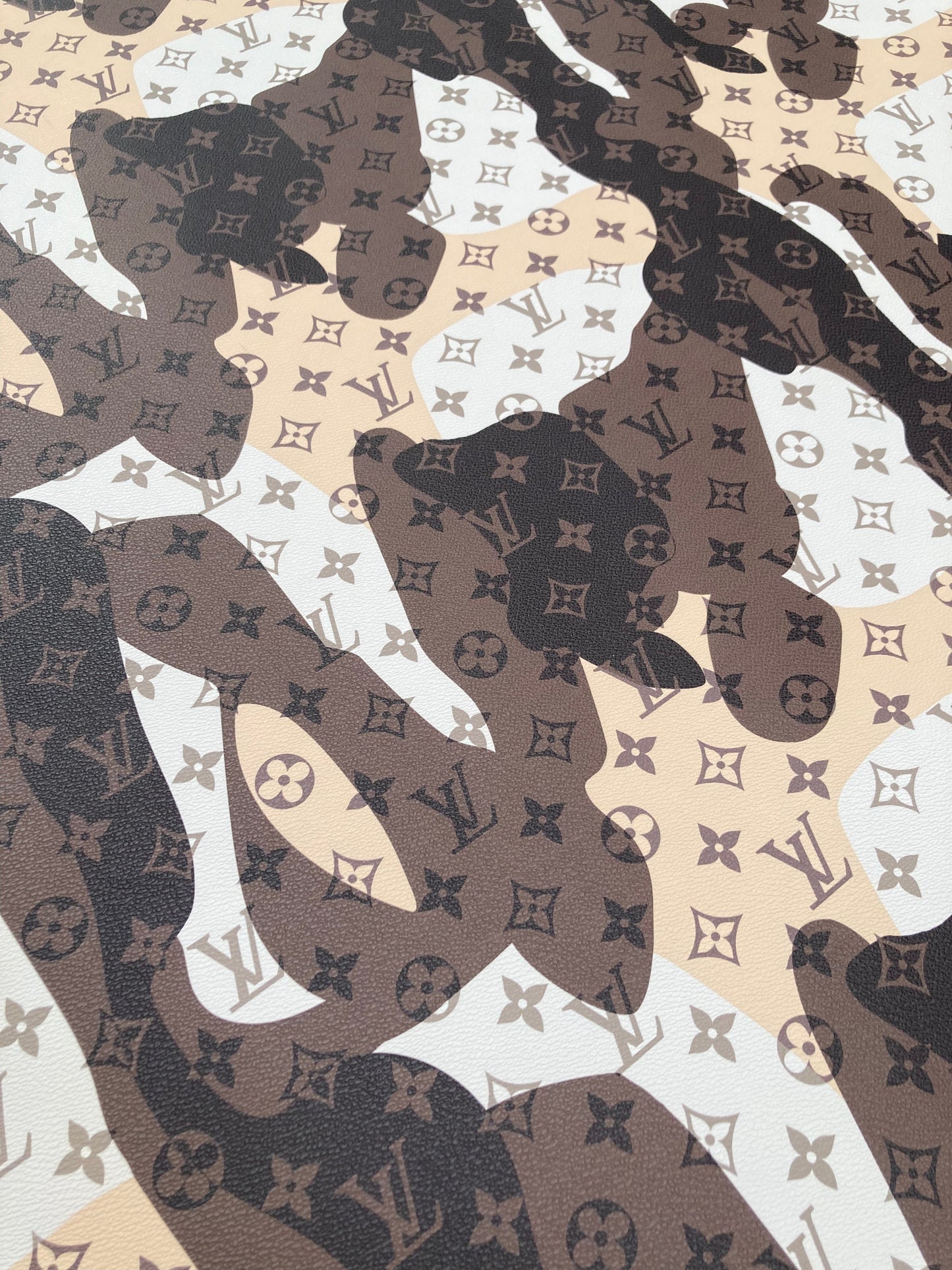 Custom Leather Brown Camouflage LV Monogram for DIY Sewing Sneakers