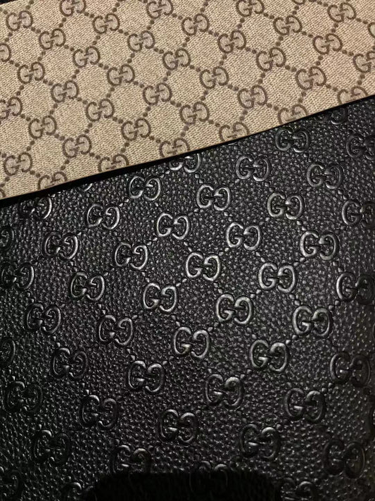 Black Embossed GG Leather Fabric