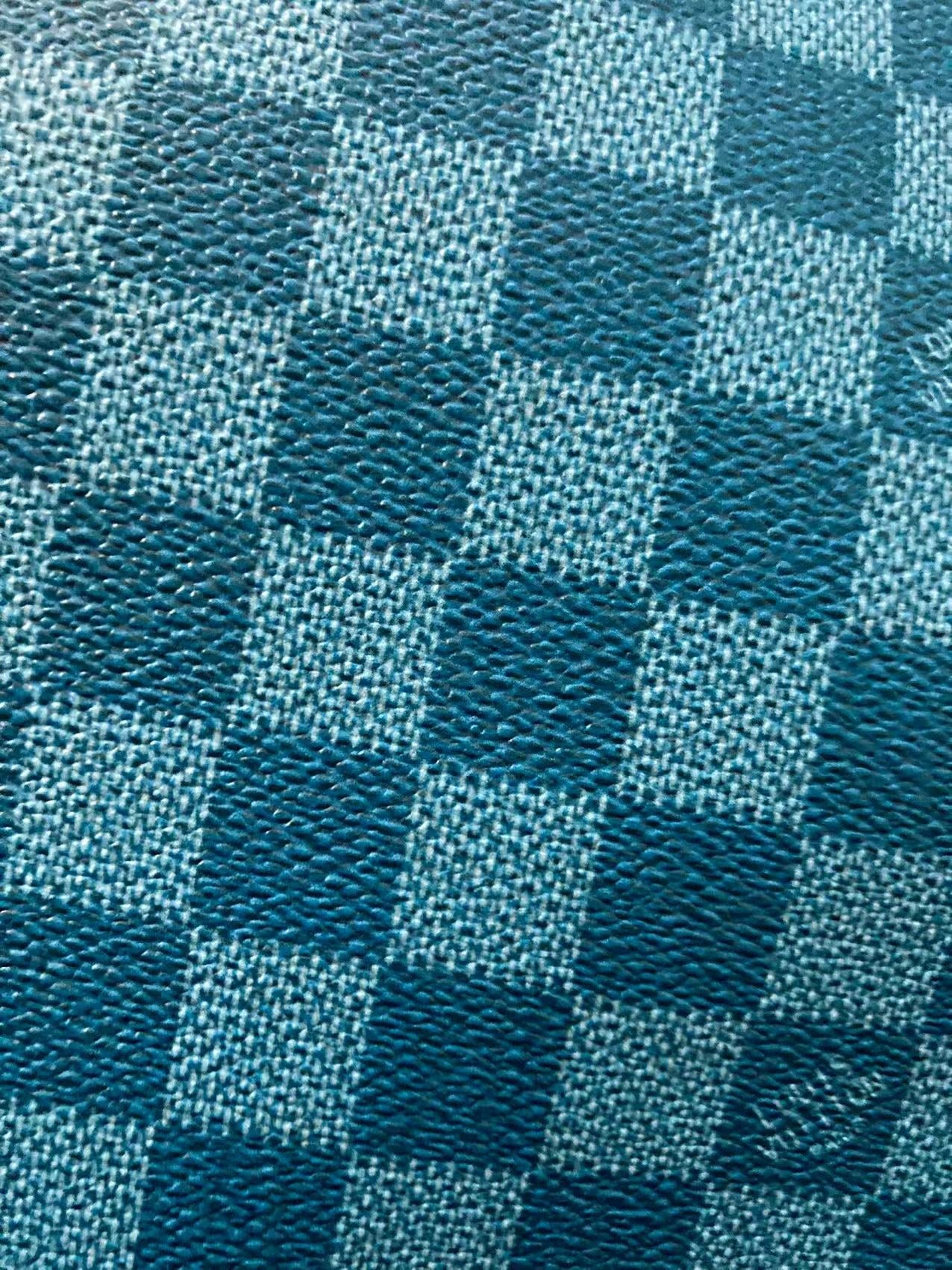 Dirty Blue Damier Check LV Leather for Bag Wallet