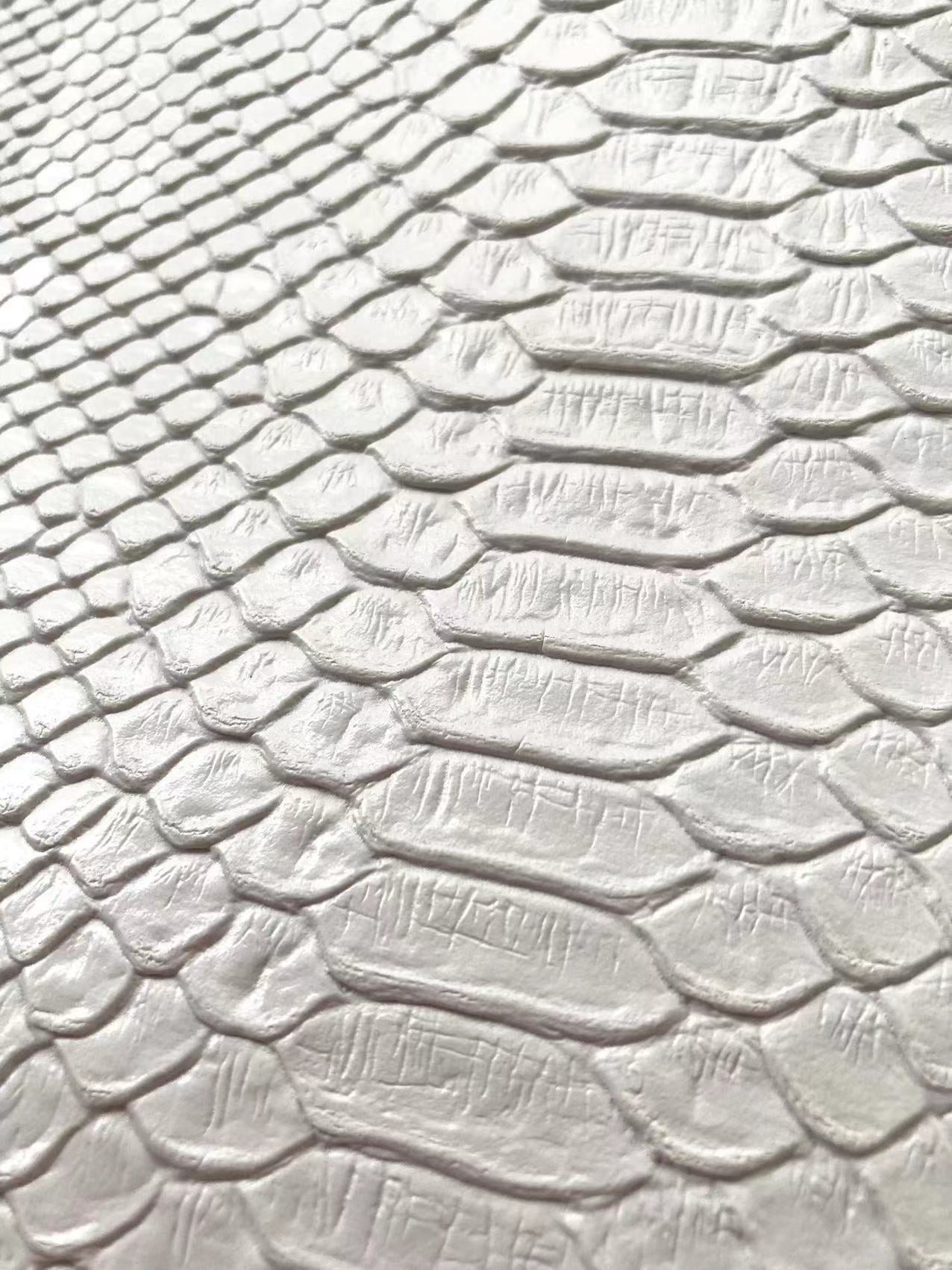 Pure White Snake Skin Leather for Custom Sneaker Sofa Furniture