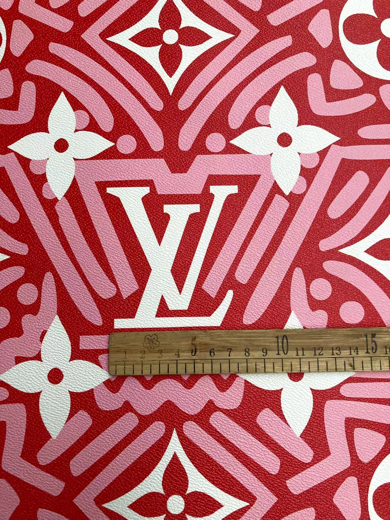 Big Letter Red White LV Leather Material for Custom Handcrafted