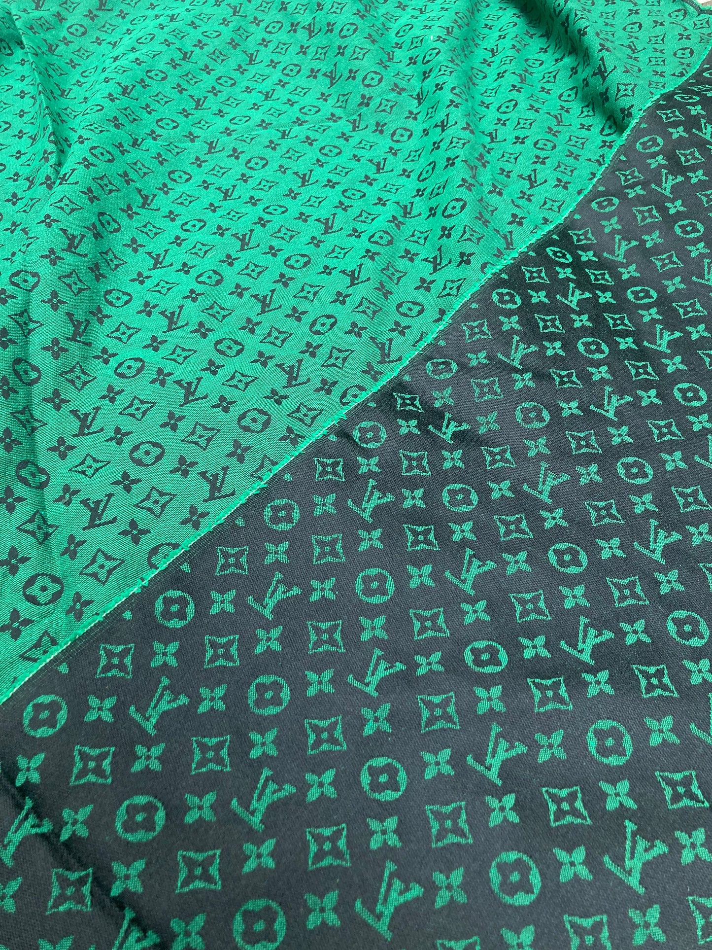Handmade Green LV Jacquard Fabric for Crafts DIY