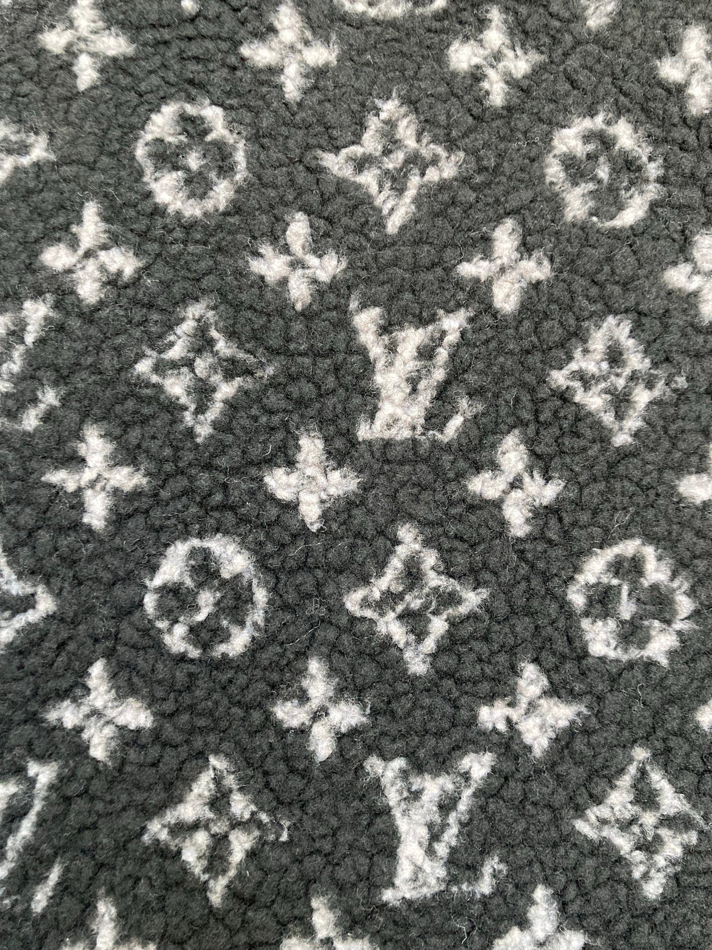 Black Furry Cozy LV Teddy Flannel Fabric