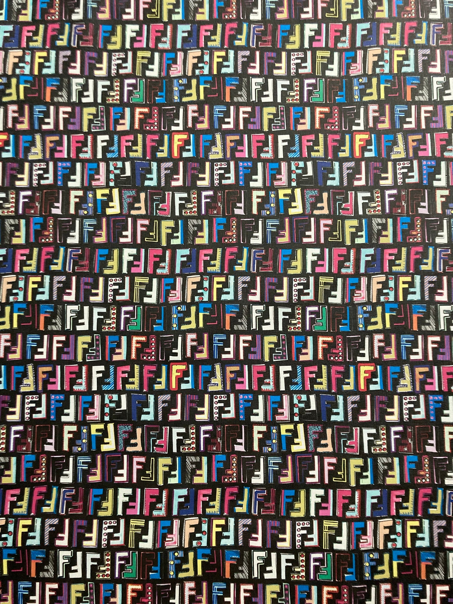 Custom Handmade Black Colorful Fendi Crafts Vinyl for Sneakers Upholstery