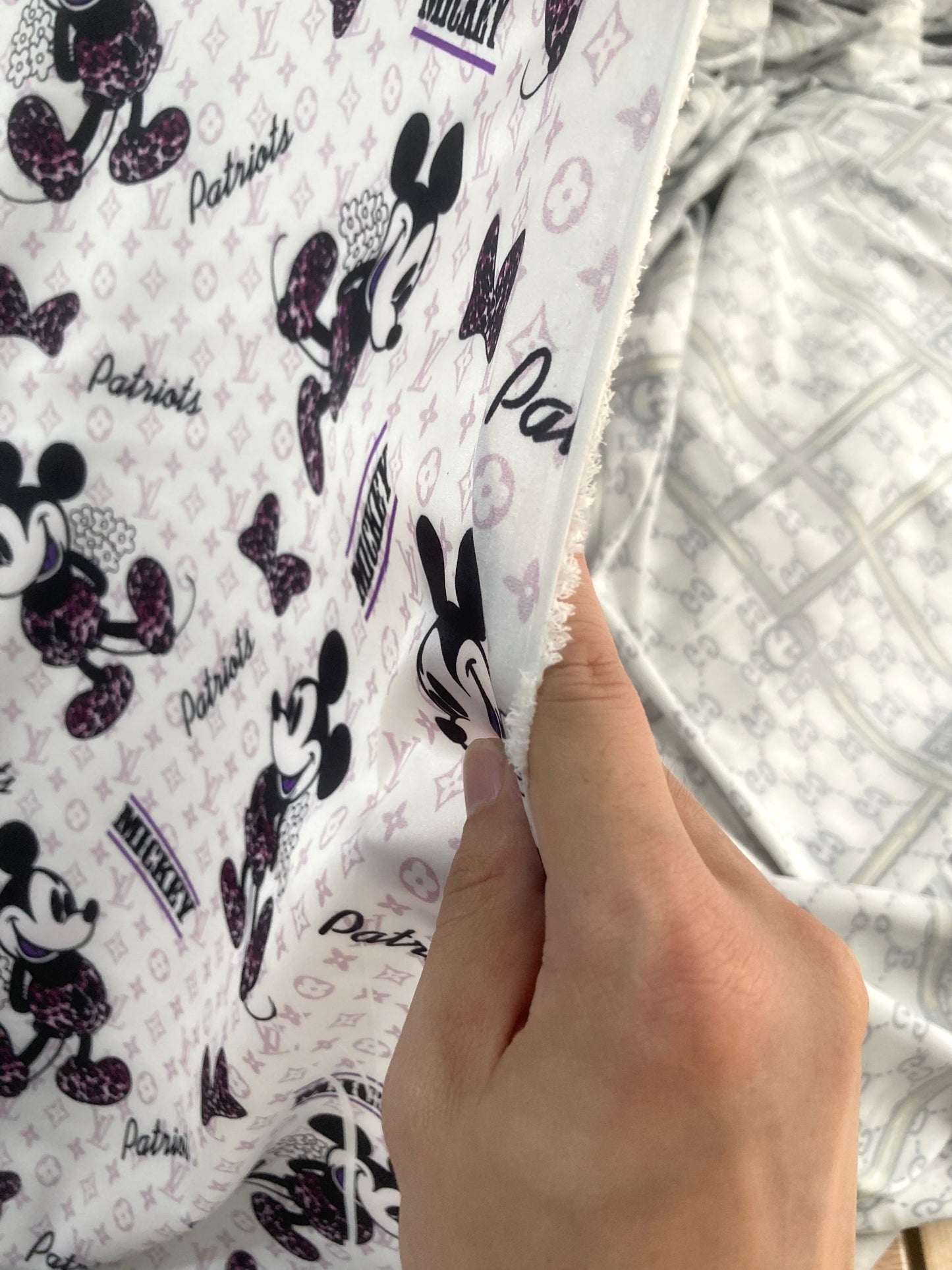 Satin Fabric Mickey Mouse LV Satin for DIY Custom Upholstery