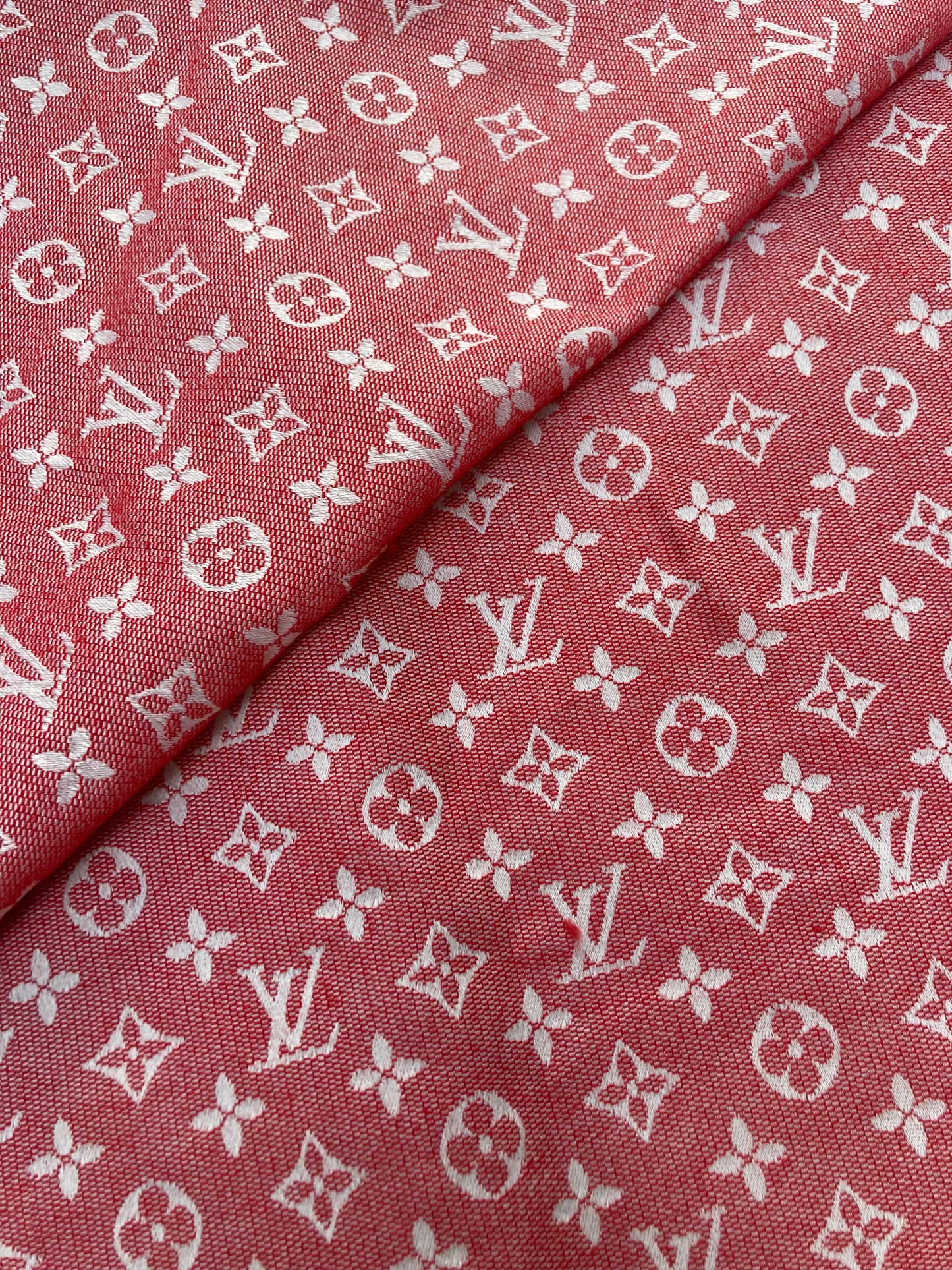 Red Cotton Jacquard LV Crafts Fabric for Handmade
