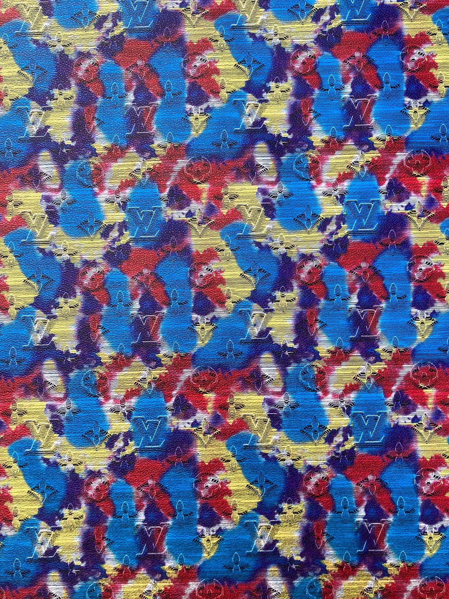 Custom Crafts Camouflage LV Leather Fabric for Handmade Upholstery