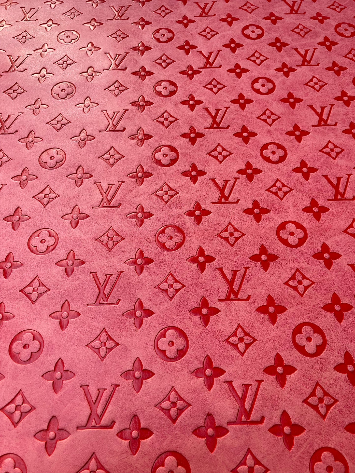 Light Pink Embossed LV Leather Fabric for Custom