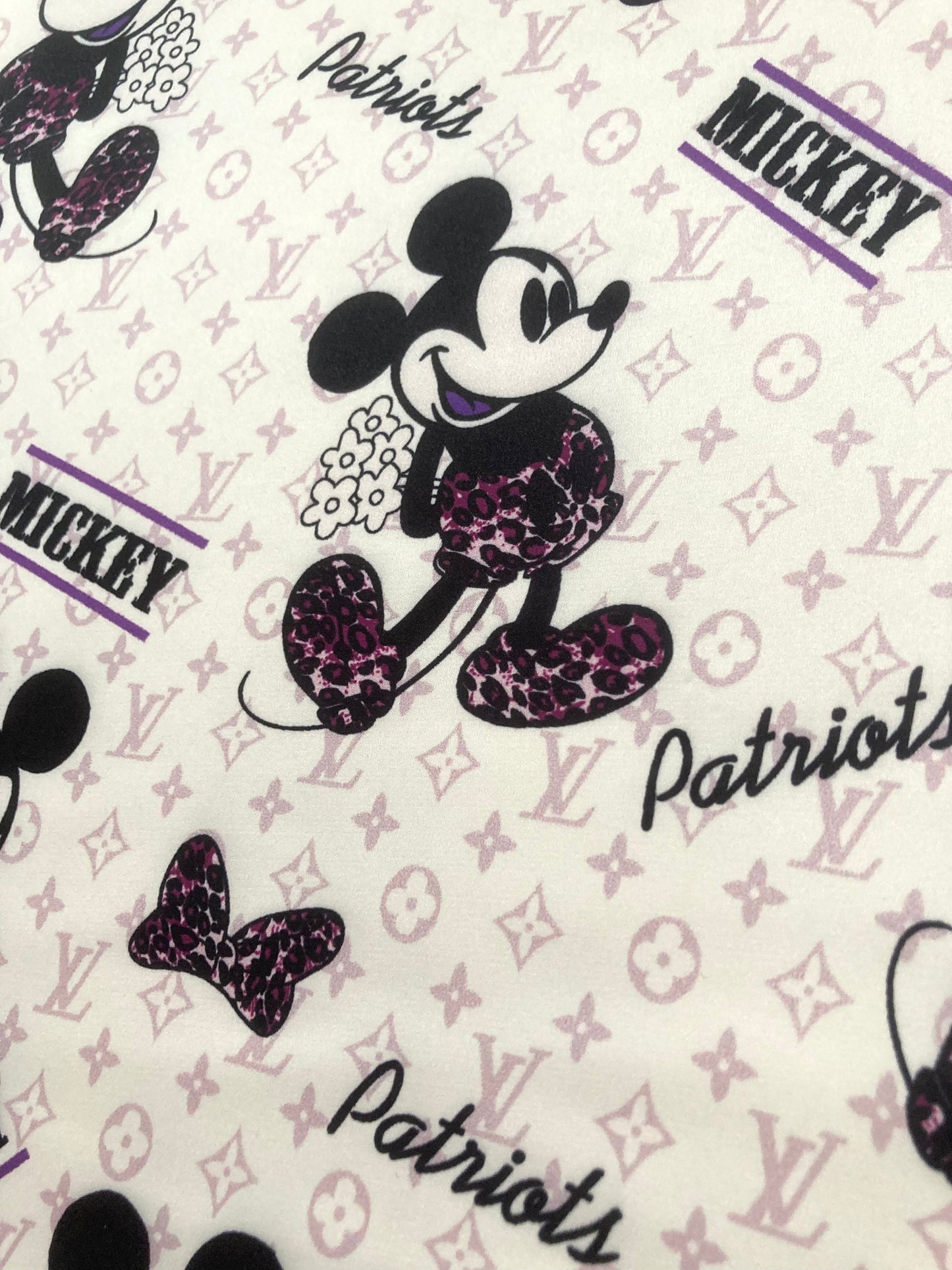 Satin Fabric Mickey Mouse LV Satin for DIY Custom Upholstery