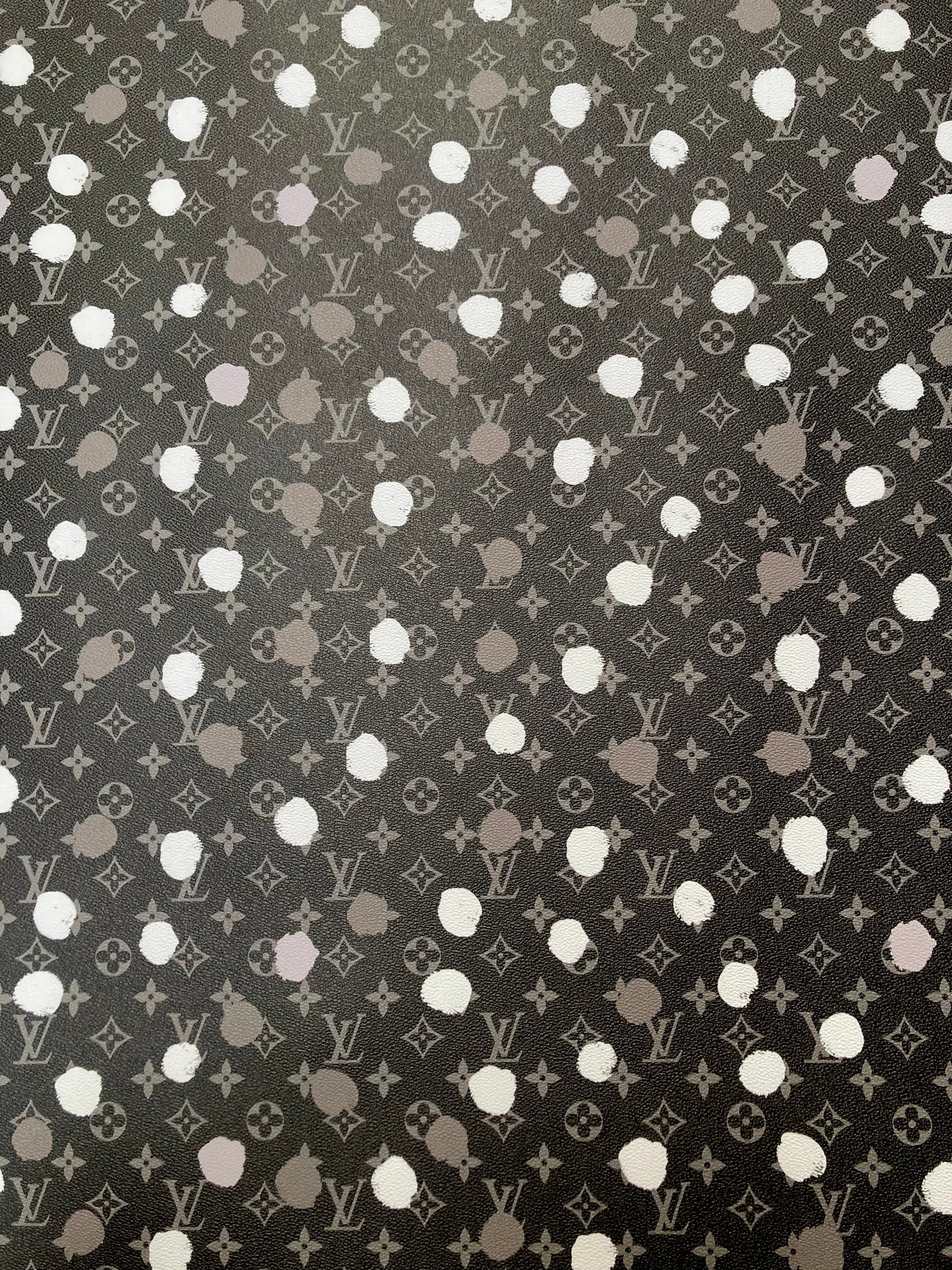 Custom Handmade Designer Leather Black White Dot LV Vinyl for Bag Upholstery