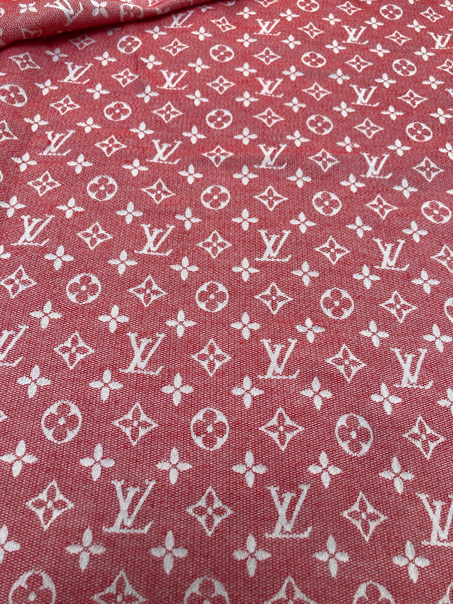 Red Cotton Jacquard LV Crafts Fabric for Handmade