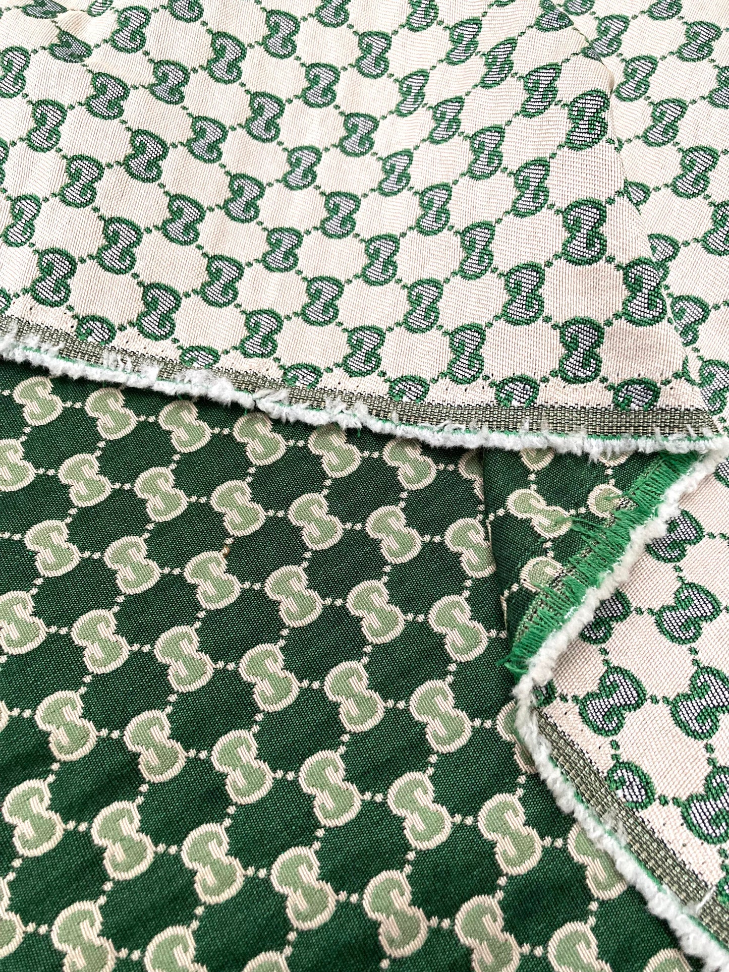 Sewing Soft White Green GG Fabric for Custom Designer