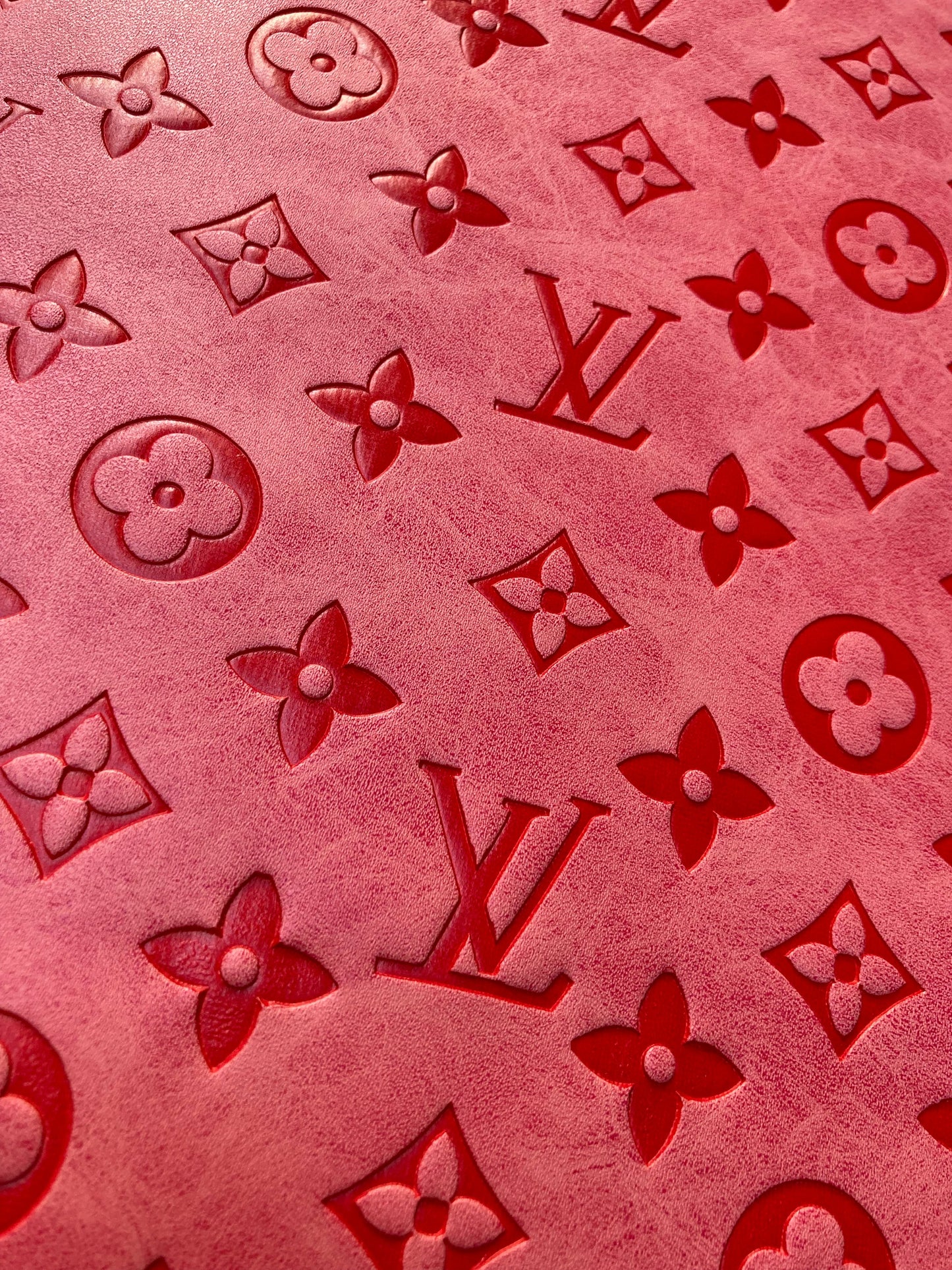 Light Pink Embossed LV Leather Fabric for Custom
